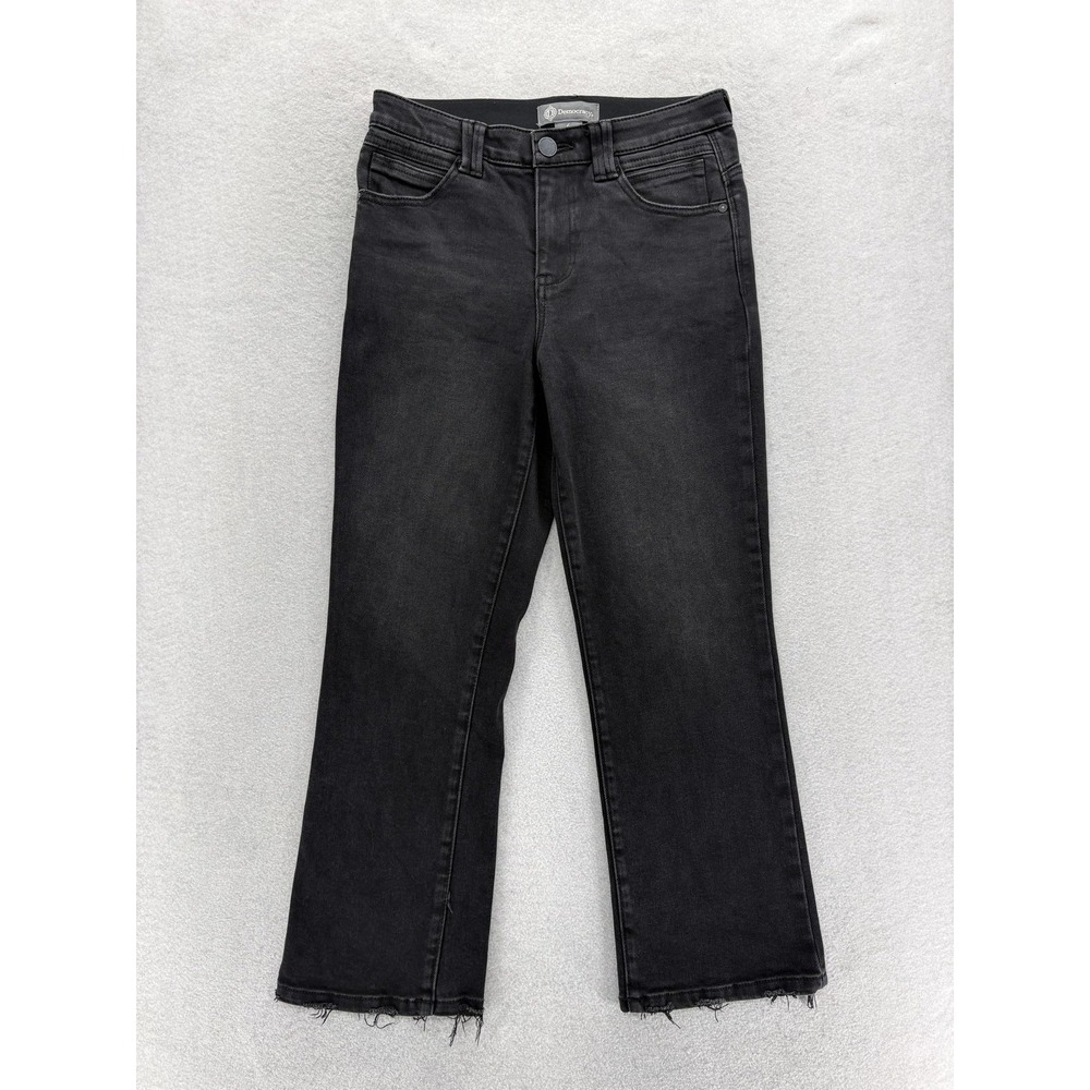 Democracy Ab Technology Straight Crop Jeans Womens 6 Charcoal Raw Hem Stretch